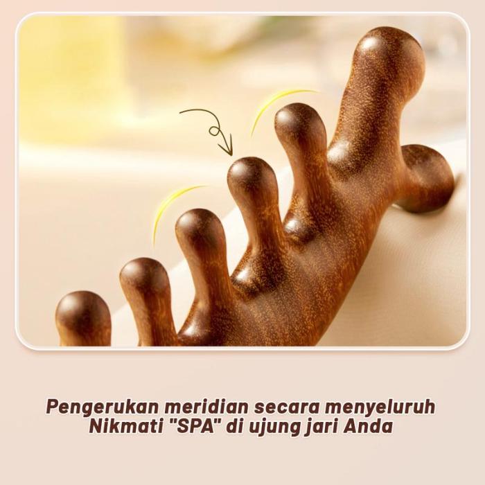 Head & face meridian massage solid wood comb, sandalwood, dredge meridians, smooth blood circulation