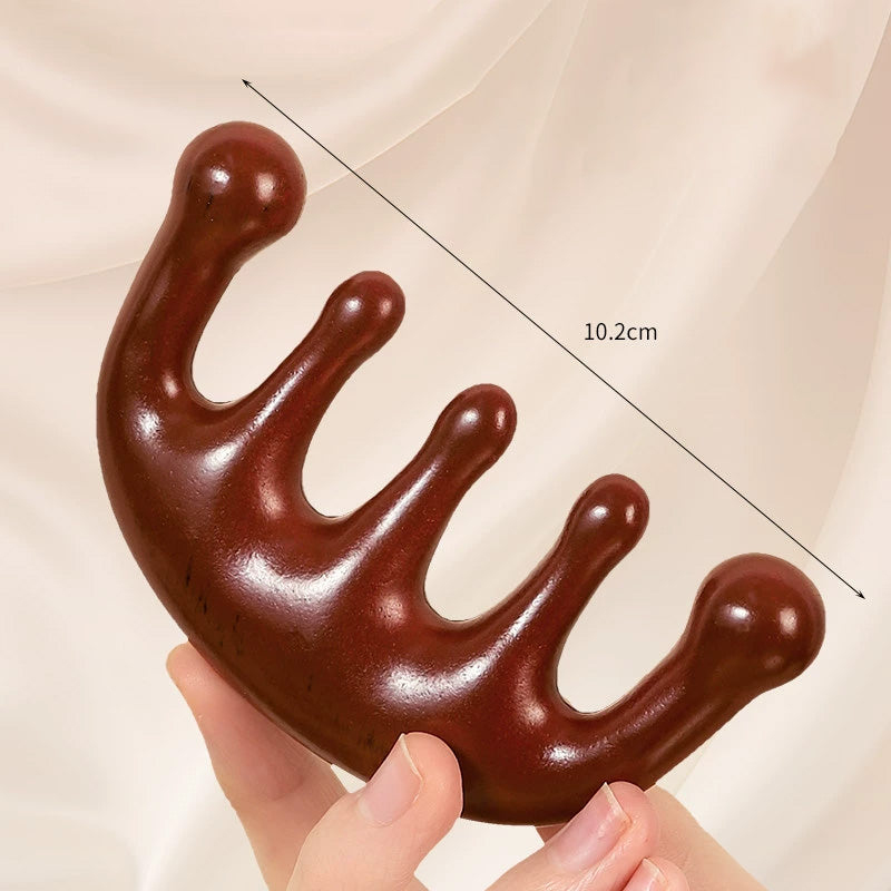 Head & face meridian massage solid wood comb, sandalwood, dredge meridians, smooth blood circulation
