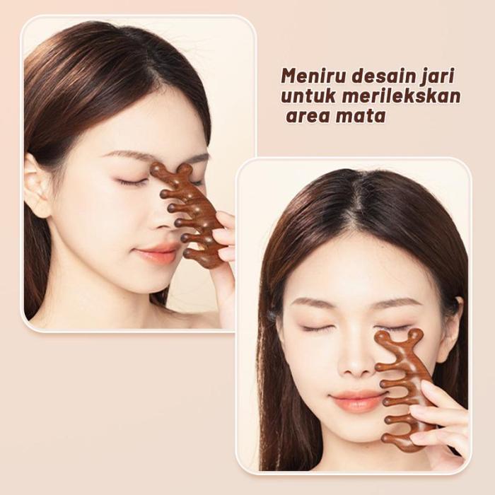 Head & face meridian massage solid wood comb, sandalwood, dredge meridians, smooth blood circulation
