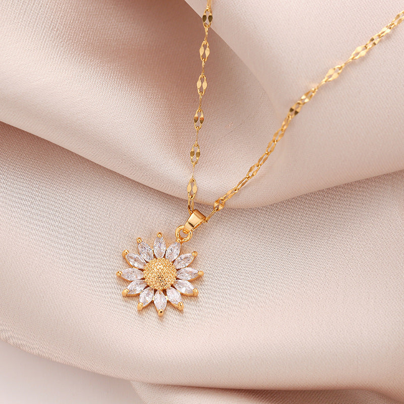Vintage Sunflower Titanium Steel Necklace