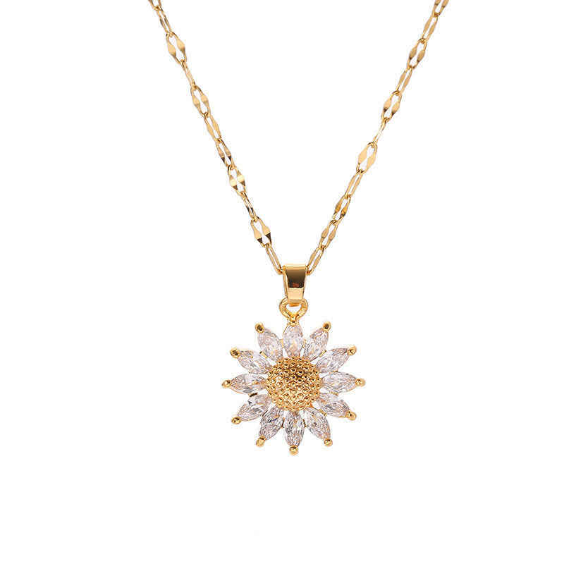 Vintage Sunflower Titanium Steel Necklace