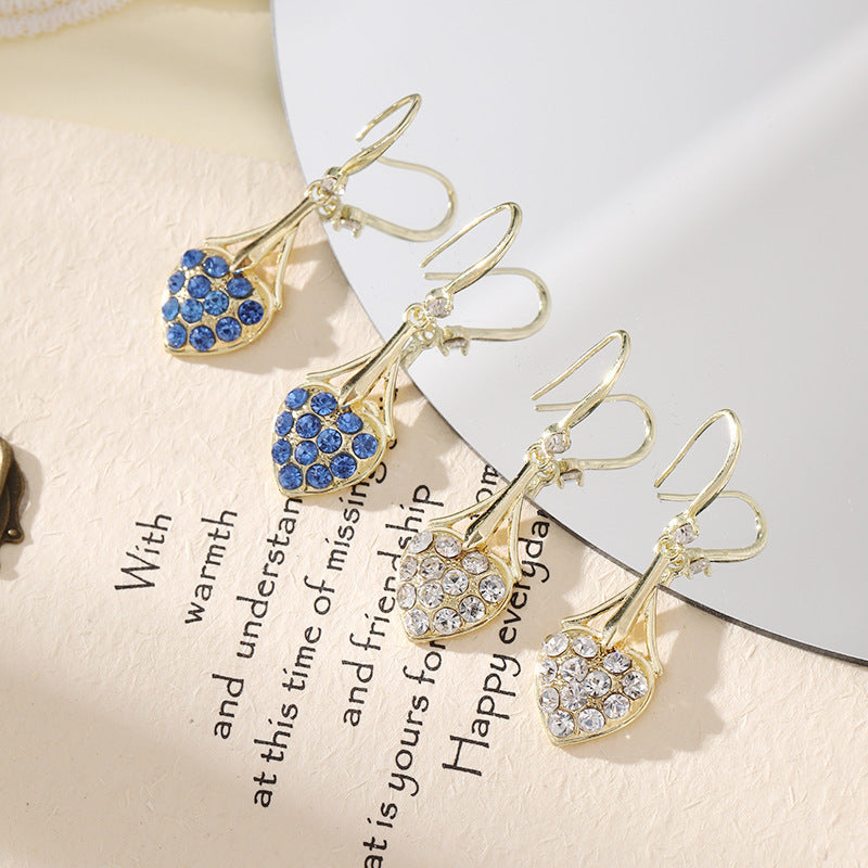 Exquisite Design Full Diamond Heart Earrings