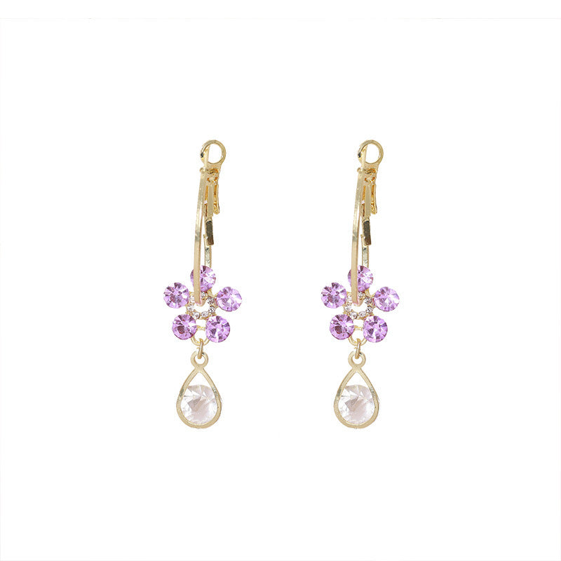 Fresh And Sweet Flower Zircon Earrings