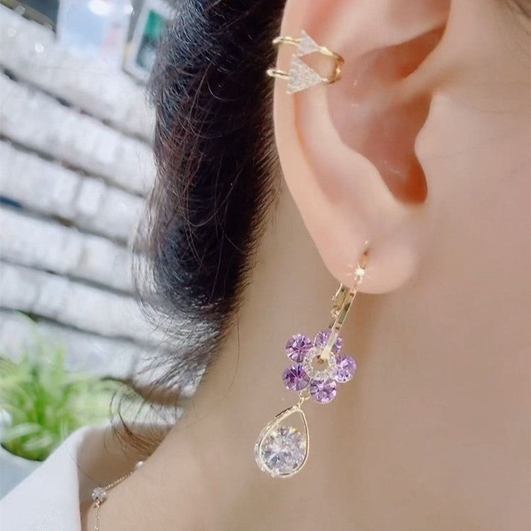 Fresh And Sweet Flower Zircon Earrings