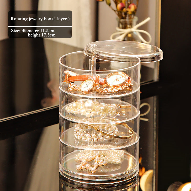 Transparent Multi-layer Rotatable Jewelry Storage Box