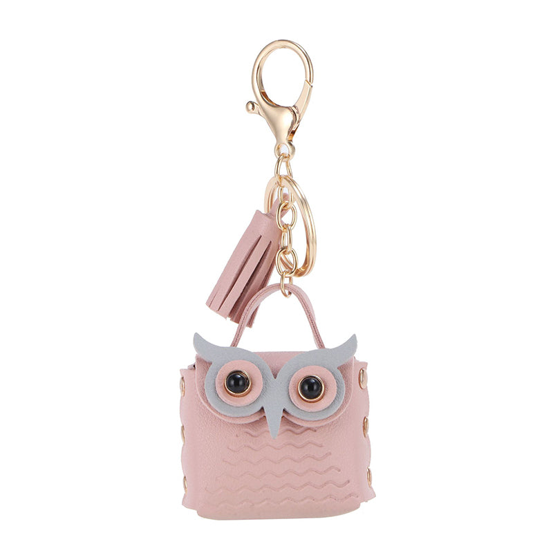PU Leather Owl Cute Mini Coin Purse Car Keychain Bag Pendant