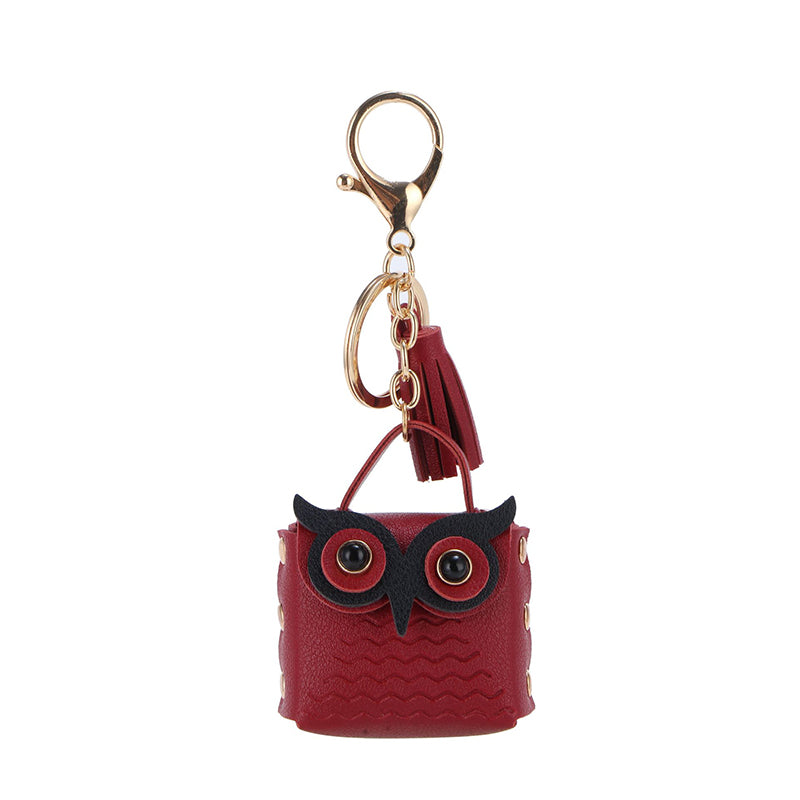 PU Leather Owl Cute Mini Coin Purse Car Keychain Bag Pendant