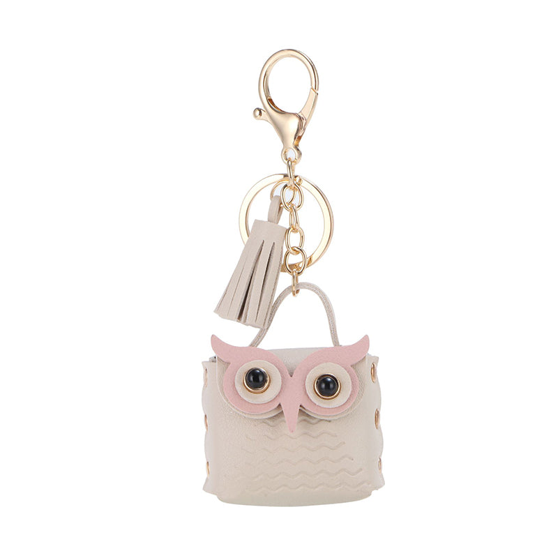 PU Leather Owl Cute Mini Coin Purse Car Keychain Bag Pendant