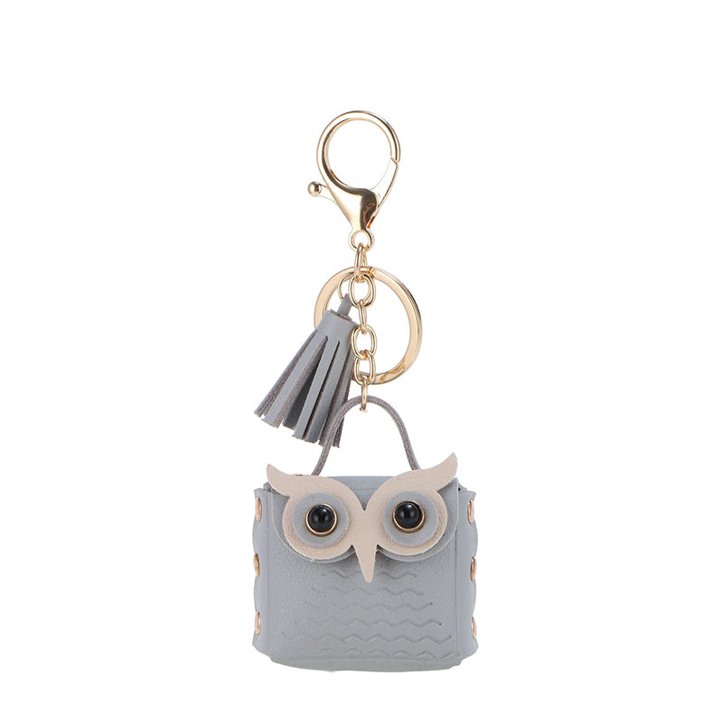 PU Leather Owl Cute Mini Coin Purse Car Keychain Bag Pendant