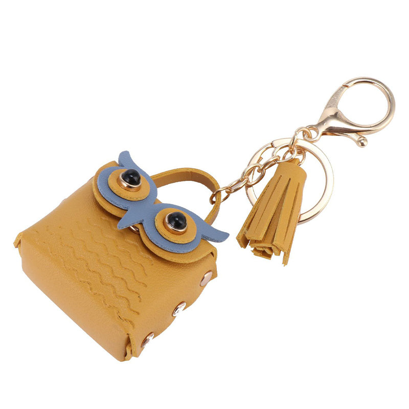PU Leather Owl Cute Mini Coin Purse Car Keychain Bag Pendant