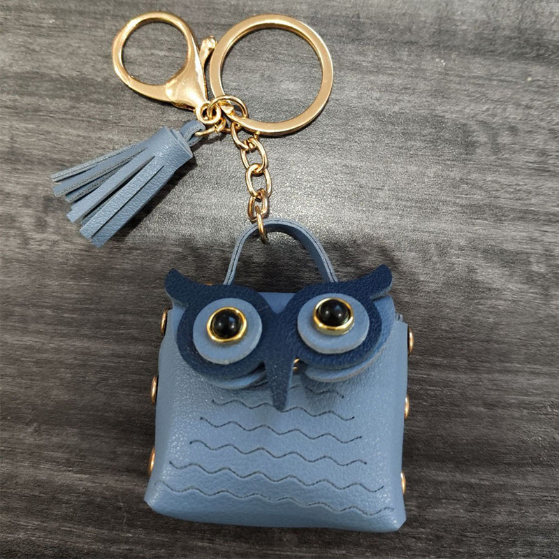 PU Leather Owl Cute Mini Coin Purse Car Keychain Bag Pendant