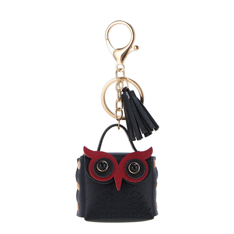 PU Leather Owl Cute Mini Coin Purse Car Keychain Bag Pendant