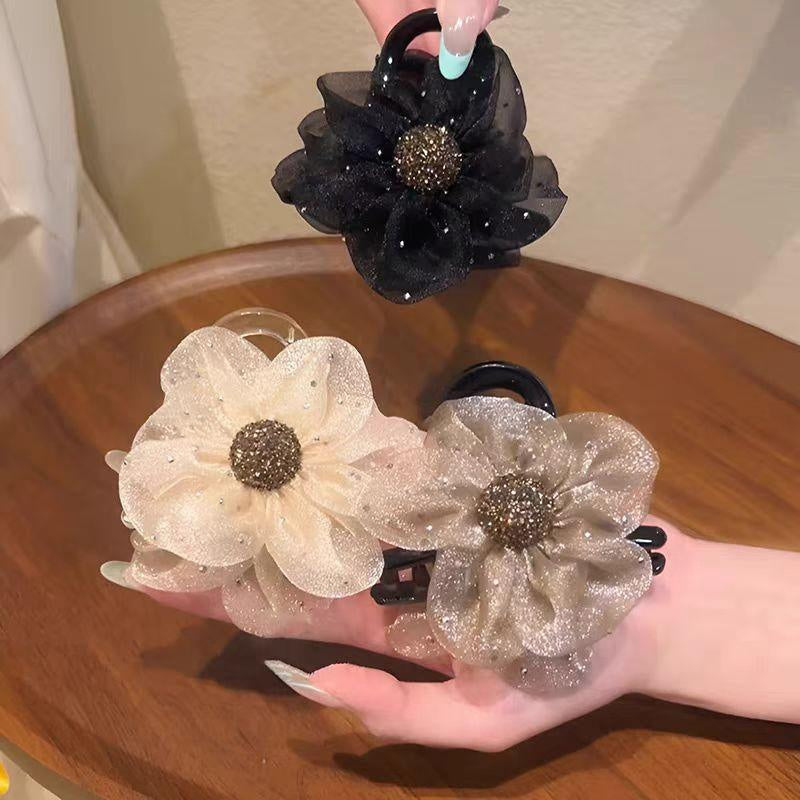 Sparkling Rhinestone Flower Hair Claw