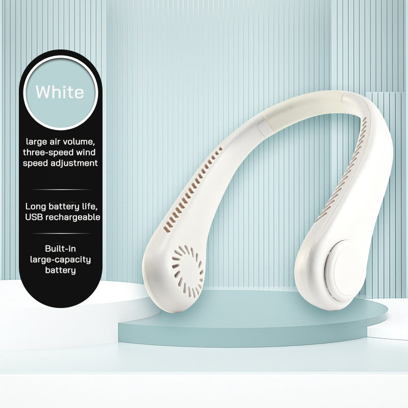 USB Charging Portable Outdoor Mini Leafless Hanging Neck Fan