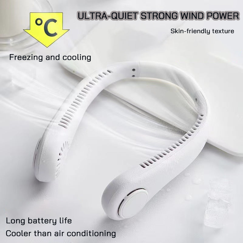 USB Charging Portable Outdoor Mini Leafless Hanging Neck Fan