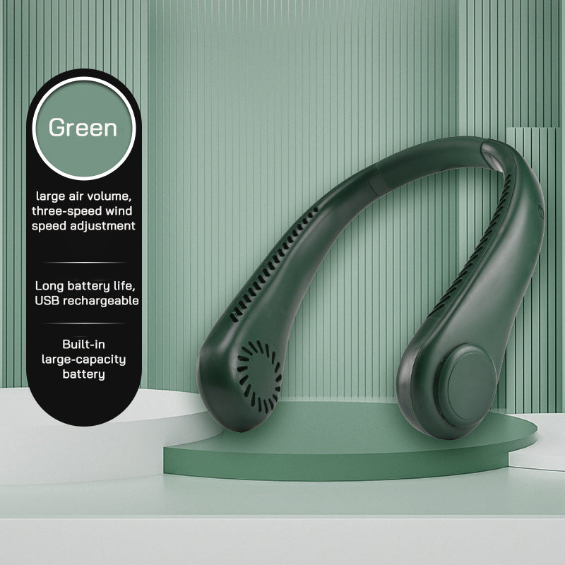 USB Charging Portable Outdoor Mini Leafless Hanging Neck Fan