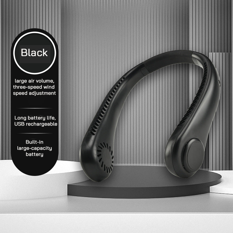 USB Charging Portable Outdoor Mini Leafless Hanging Neck Fan