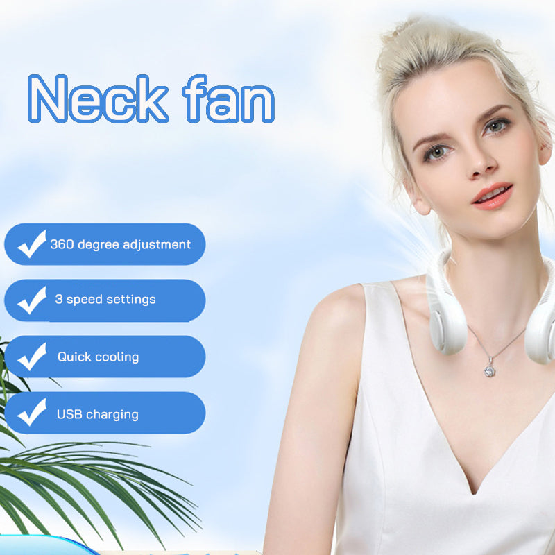 USB Charging Portable Outdoor Mini Leafless Hanging Neck Fan