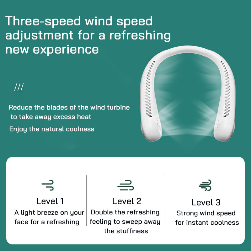 USB Charging Portable Outdoor Mini Leafless Hanging Neck Fan
