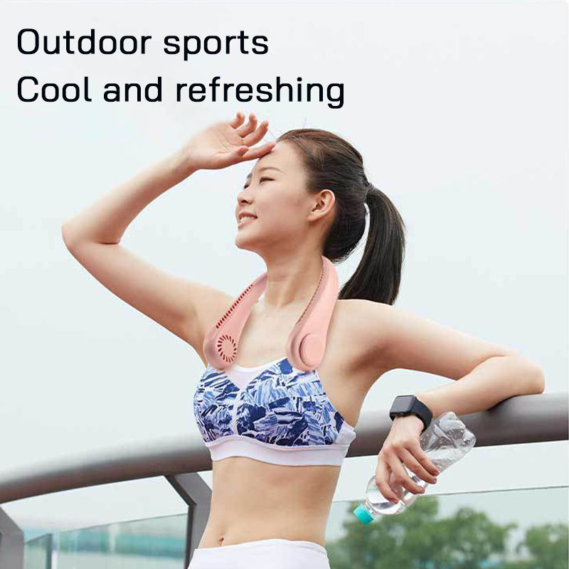 USB Charging Portable Outdoor Mini Leafless Hanging Neck Fan