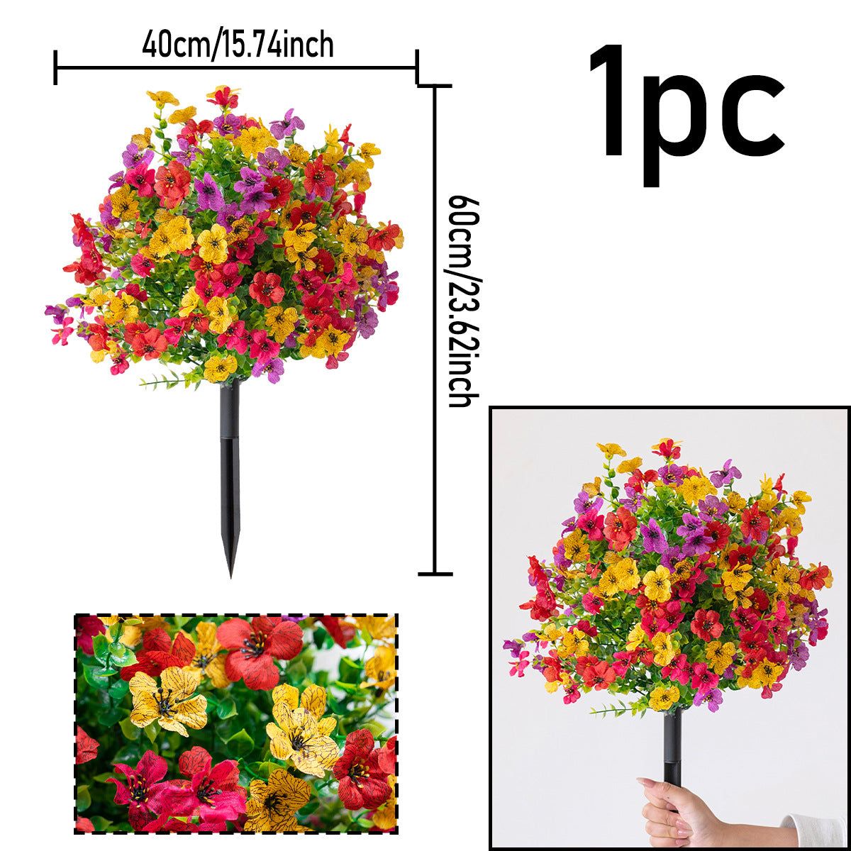 Fake Violet Flower Stake for Yard & Garden Decor