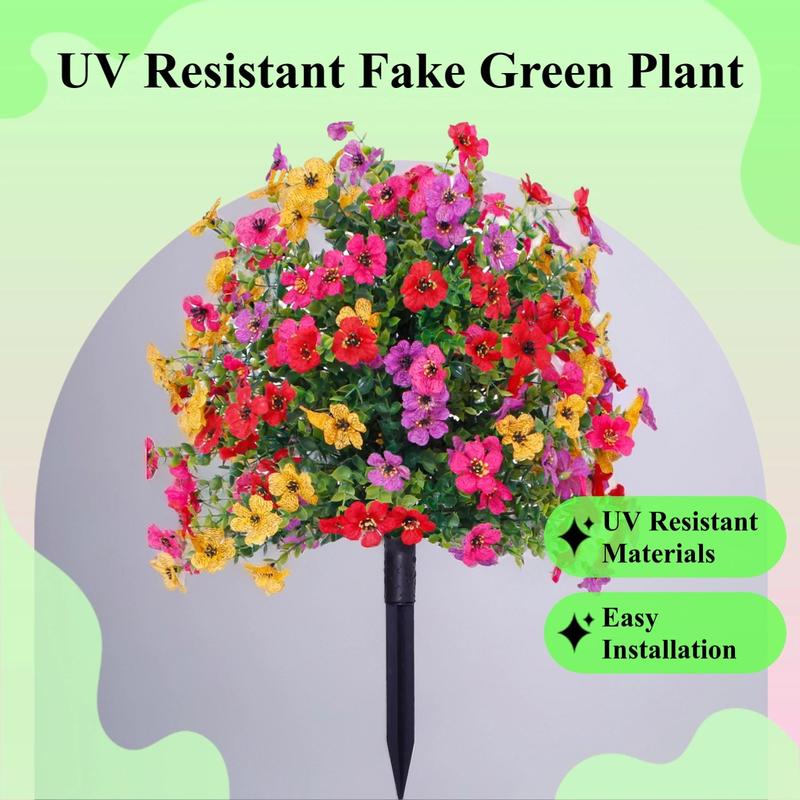 Fake Violet Flower Stake for Yard & Garden Decor