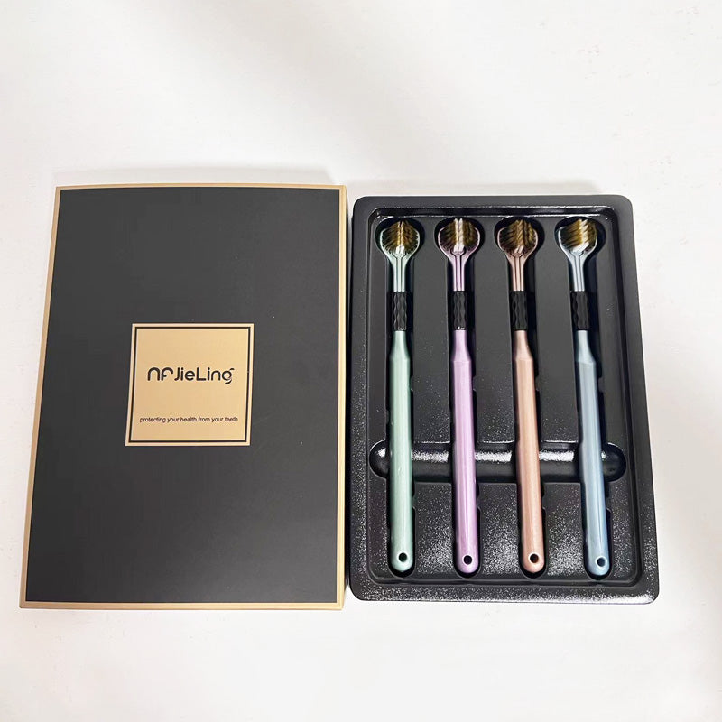 3-Sided U-Shaped Toothbrush Set – 4-Pack Soft Carbon Bristles