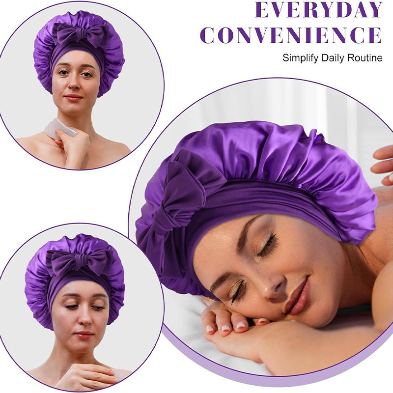 Stretch Silk Bow Beauty Hair Care Sleep Cap
