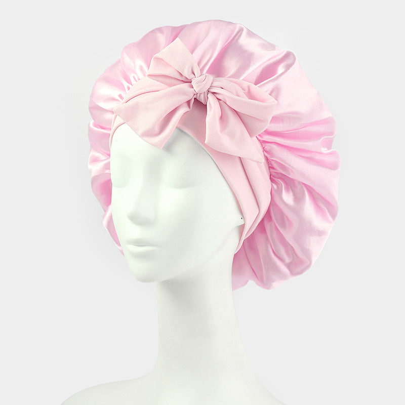 Stretch Silk Bow Beauty Hair Care Sleep Cap