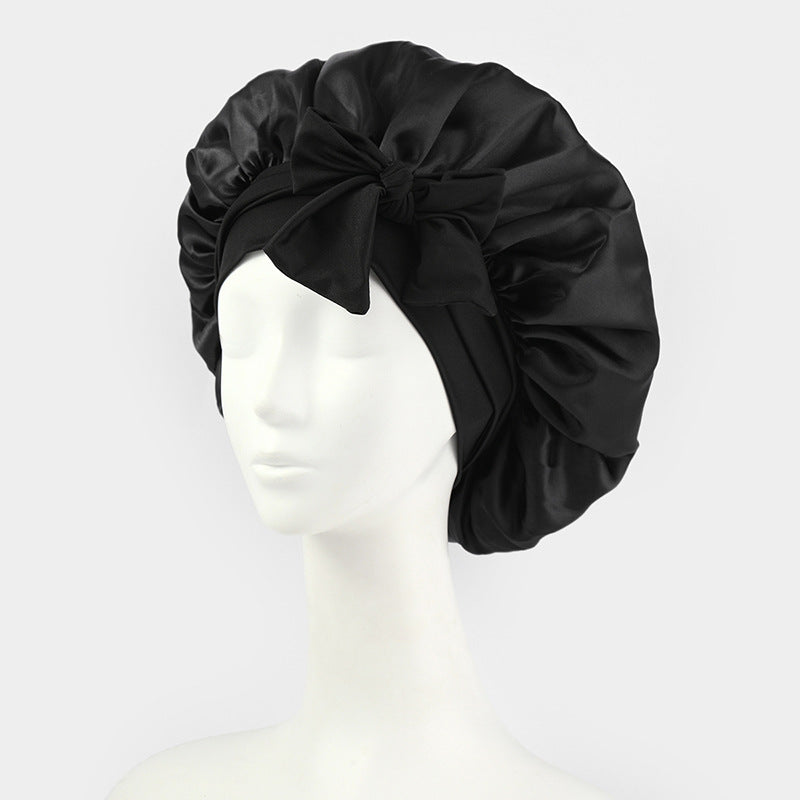 Stretch Silk Bow Beauty Hair Care Sleep Cap