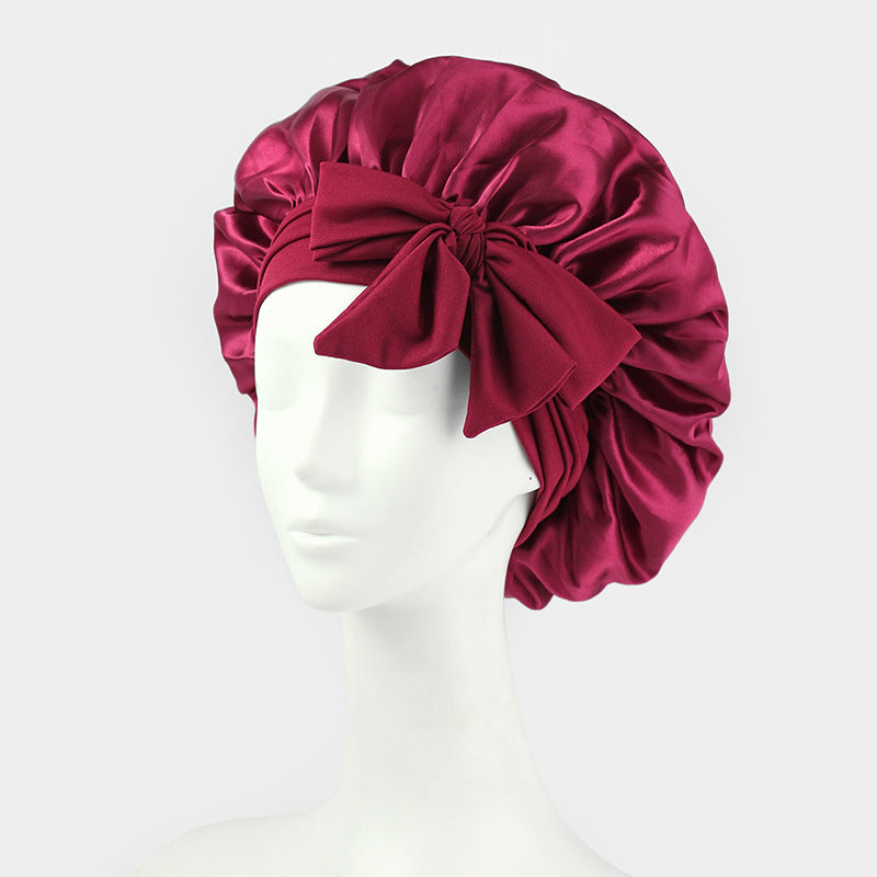 Stretch Silk Bow Beauty Hair Care Sleep Cap