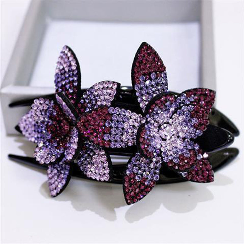 Rhinestone Flower Ladies Elegant Duckbill Hair Clip