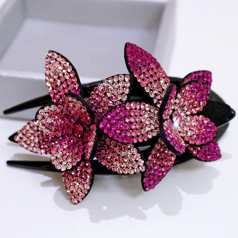 Rhinestone Flower Ladies Elegant Duckbill Hair Clip