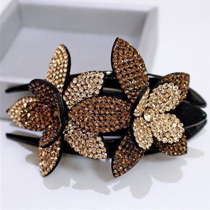 Rhinestone Flower Ladies Elegant Duckbill Hair Clip