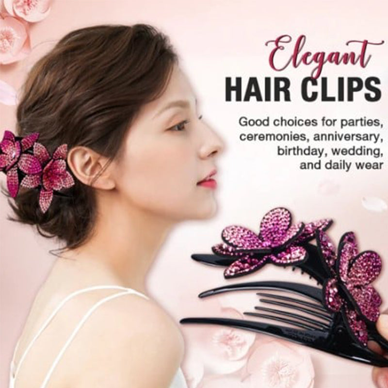 Rhinestone Flower Ladies Elegant Duckbill Hair Clip