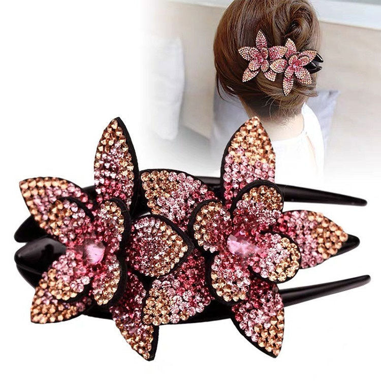 Rhinestone Flower Ladies Elegant Duckbill Hair Clip