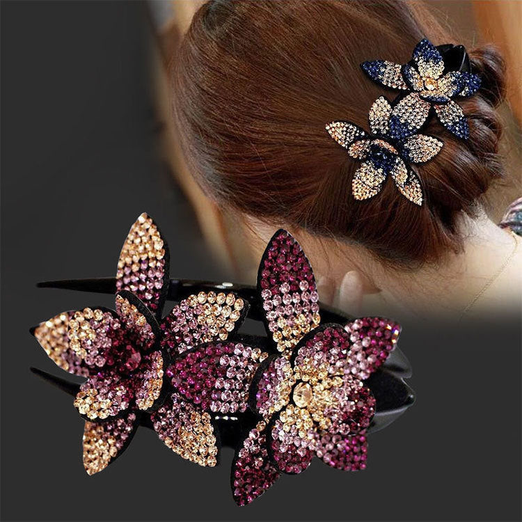 Rhinestone Flower Ladies Elegant Duckbill Hair Clip