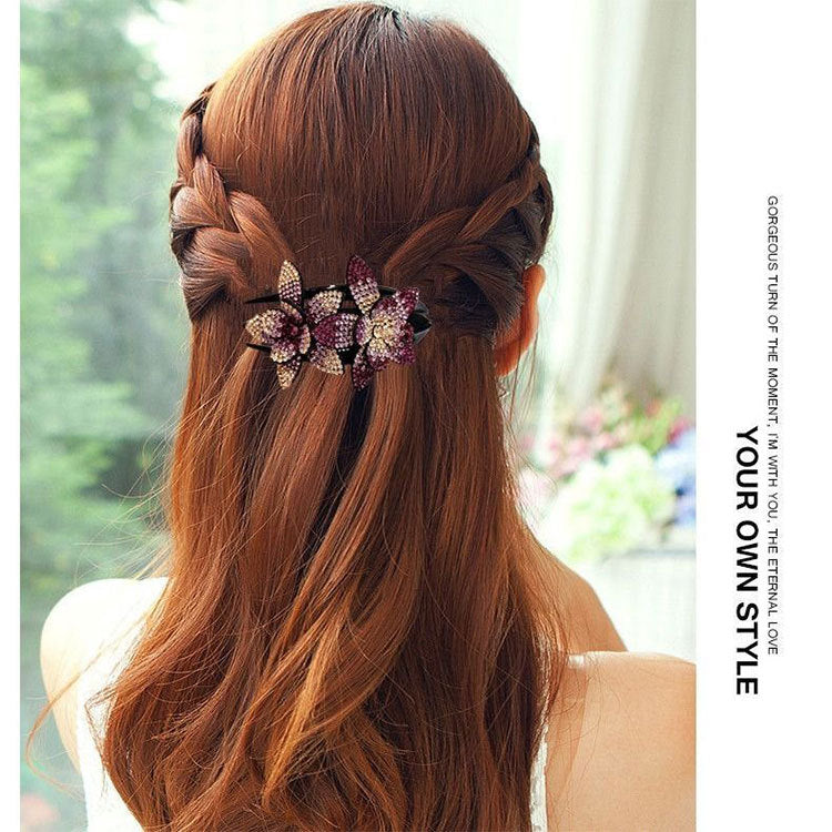Rhinestone Flower Ladies Elegant Duckbill Hair Clip