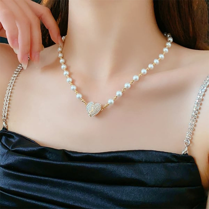 New Magnetic Pearl Heart Necklace