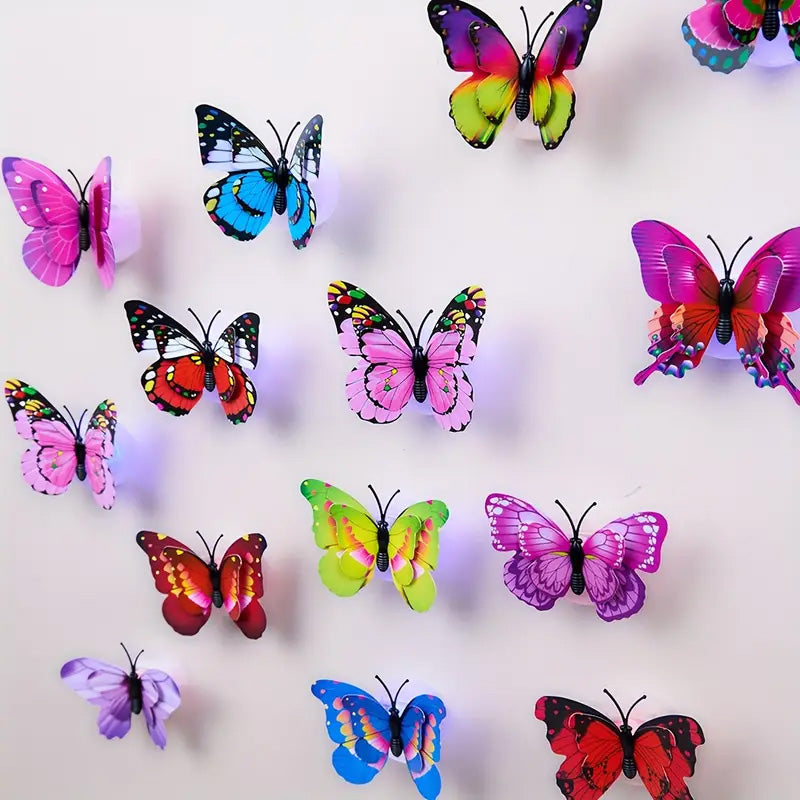 Romantic 3D LED Butterfly Wall Light – Colorful Glowing Night Lamp Sticker for Home