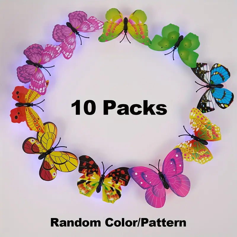 Romantic 3D LED Butterfly Wall Light – Colorful Glowing Night Lamp Sticker for Home