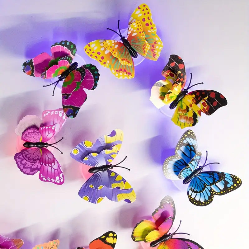 Romantic 3D LED Butterfly Wall Light – Colorful Glowing Night Lamp Sticker for Home