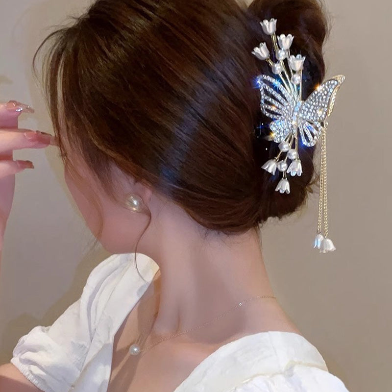 Butterfly Tassel Hair Clip for Women – Elegant Back Head Hair Claw