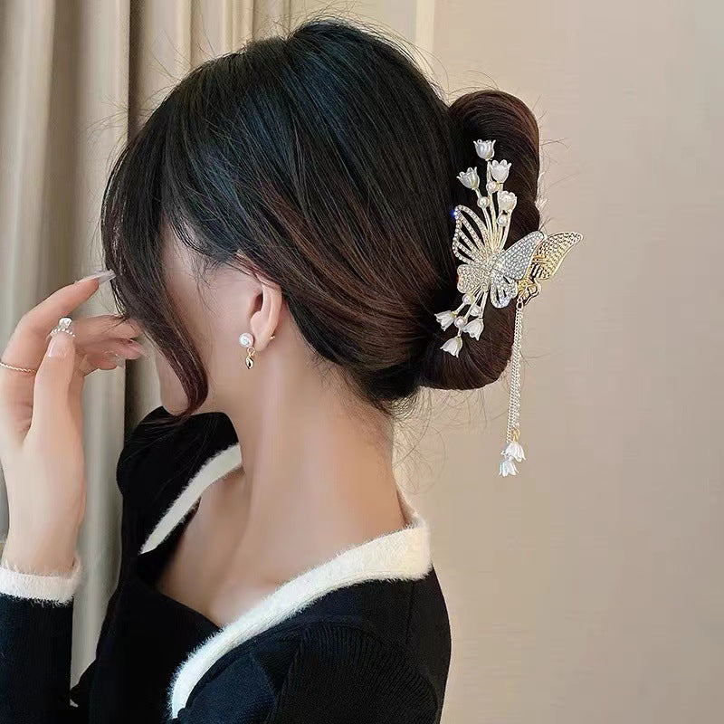 Butterfly Tassel Hair Clip for Women – Elegant Back Head Hair Claw