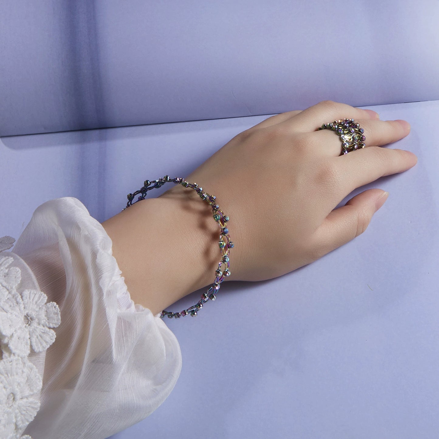 2 In 1 Retractable Rings Bracelet Fashion Jewelry