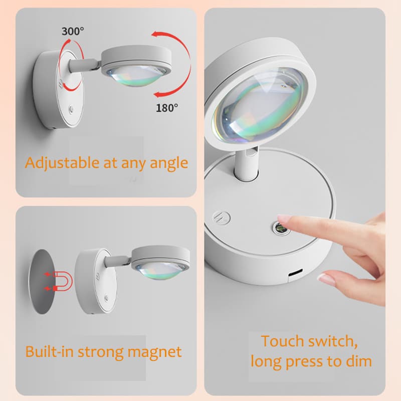 Rechargeable Wireless Wall Lamp – Sunset Ambient LED Light for Bedroom, Living Room, and Decorative Background Wall