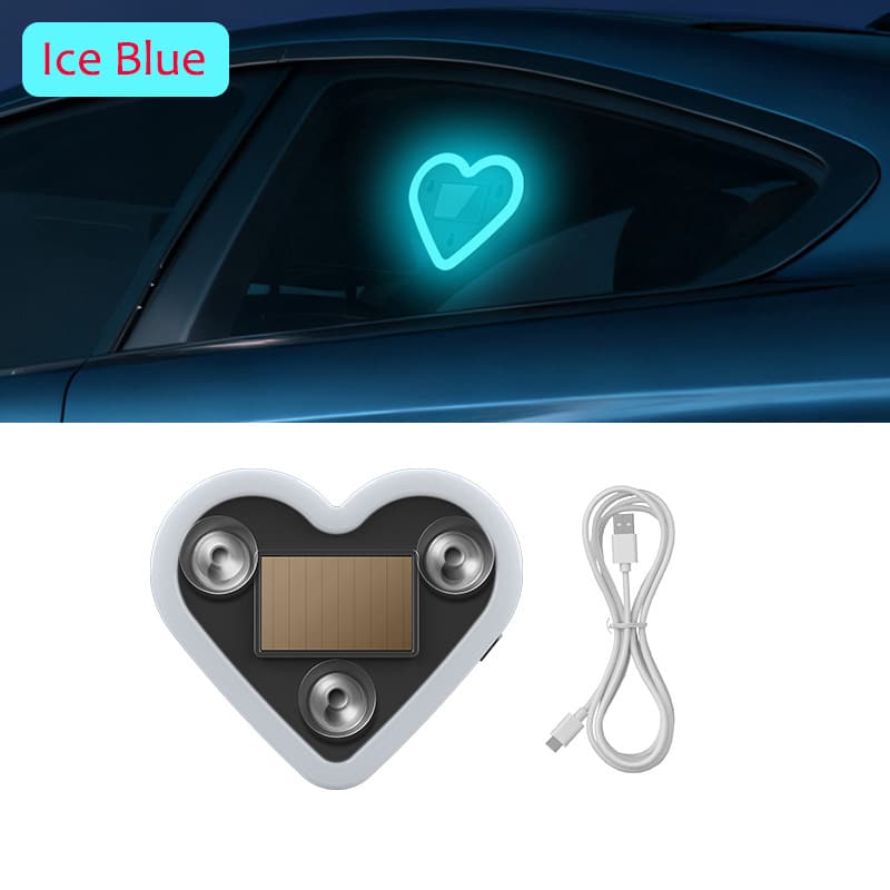 Solar & USB Powered Heart Ambient Light for Car Window