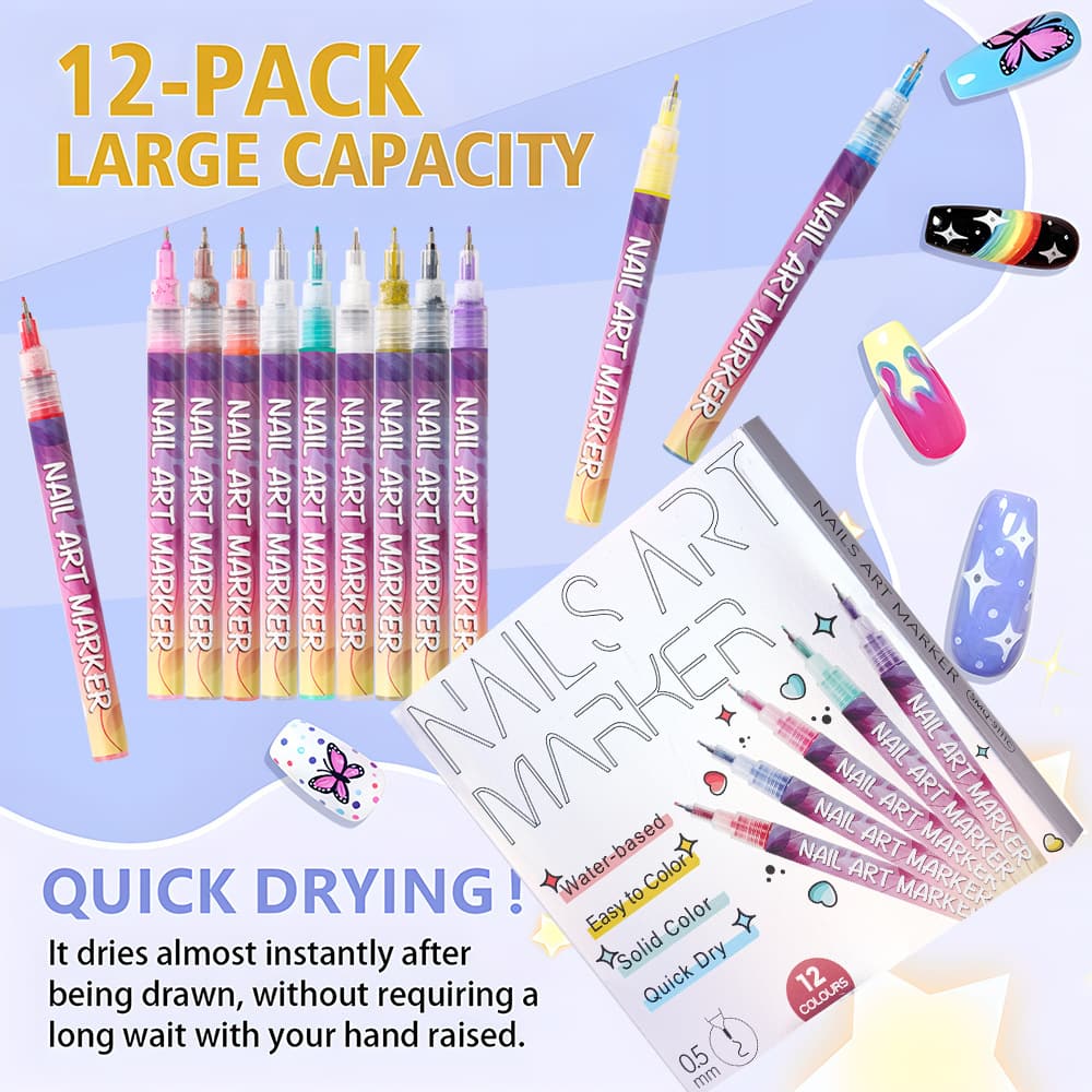 đĨđ¨12 Colors Nail Art Pens Set