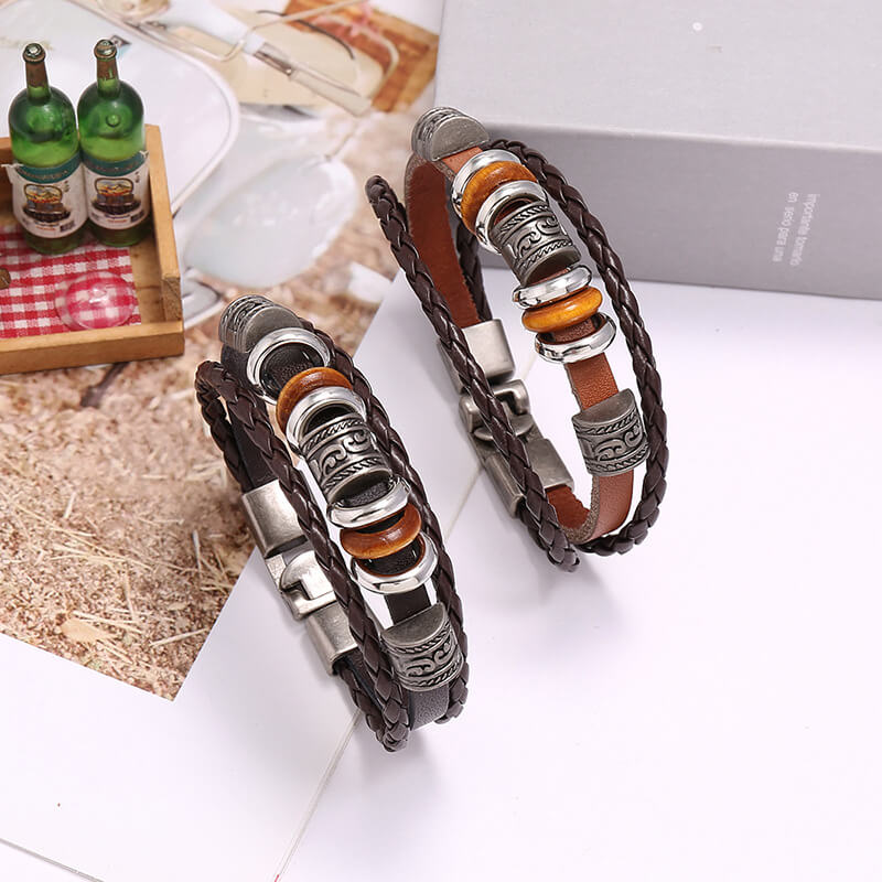 Minimalist Handcrafted Multi-layer Beaded Leather Bracelet