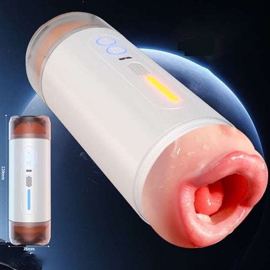 Electric 2-in-1 Vagina & Mouth Masturbation Cup with 4-Language Voice & Earphones